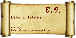 Bihari István névjegykártya