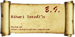 Bihari István névjegykártya